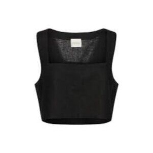 POSSE Alice Linen Crop Top in Black